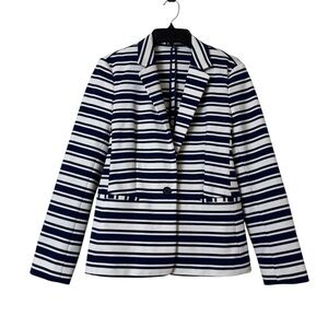 Express Women's Striped Blazer Jacket Navy White Size M